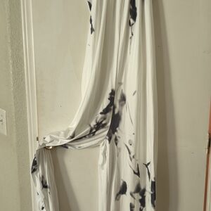 White and Black Tie-Dye Jumper And Solid Black Elegant Jumper With Open Back